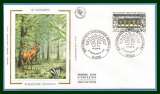France FDC silk soie N° 2725 congrès forestier 1991 champignon coccinelle lapin poisson arbre