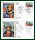 FDC silk soie Emission commune France - Canada Jacques Cartier 1984 N° 2307 + C. naviguateur voilier