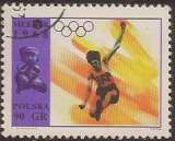 miniature POLOGNE 1968 : yt 1705 Oblitéré/Used # Jeux Olympiques de Mexico - Saut en longueur