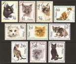 POLOGNE 1964 YT 1332 / 1341 oblitérés (used) or Scott A411 n° 1216 / 1225 - CHATS , CATS 