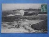 64-BIARRITZ le phare par gros temps , circulée en 1914 , dos vert