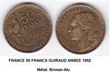 FRANCE 50 FRANCS GUIRAUD  ANNEE 1952