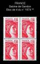 France - Bloc de 4 du n° 1974 ** - Marianne de gandon - année 1977 - 78