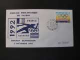 miniature MARCOPHILIE - bourse expostion 33 Vayres 04.10.1992 - jeux olympique Barcelona - YT 2760