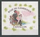 Etiquette de Bière - Belgique - Rosé de Gambrinus - Brie Cantillon - Neuve