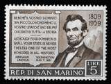 Saint Marin 1959 - Y&T 466 Neuf * MH - sans gomme - 150e anniversaire de naissance d'Abraham Lincoln