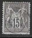FRANCE 1876 YT 77 oblitéré - Type Sage N sous U - 15c gris