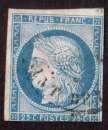 miniature France 1850 Y&T 4 (o) Cérès 25 c bleu non dentelé ND cote 65,00€ 