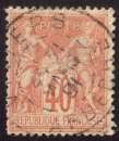 miniature France 1881 Y&T 94 (o) Sage II 40 c rouge-orange cachet à date cote 3,00€