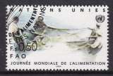 miniature TIMBRE OBLITERE DES NATIONS UNIES GENEVE - PECHE (JOURNEE MONDIALE DE L'ALIMENTATION) N° Y&T 120