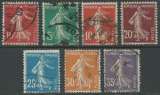 miniature FRANCE 1906  Y&T 135 , 137 , 138 , 139 , 140 , 141 , 142 - Semeuse fond plein