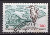 FRANCE  1981 CONSERVATION DES ESPACES DU LITTORAN OISEAU LE HERON  OBLITERE