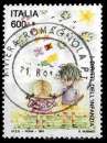 miniature Italie 1991 - Y&T 1918 Oblitéré - Enfants et papillons