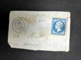 miniature N° 14 - 20 c. bleu sur fragment - Cote 110 €