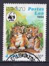 LAOS 1984 ANIMAUX WWF JEUNES TIGRES OBLITERE