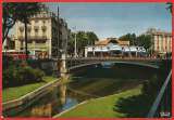 miniature Pyrénées-Orientales ( 66 ) Perpignan : Le Palmarium et le pont sur la Basse - CPSM écrite 1967 BE