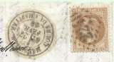 France - 1867 - Y&T 28A (0) sur lettre - cancelled - used