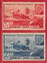 miniature Inde française n°126 1F16c carmin & n°127 4F4c bleu 1944 temple Pondichéry **