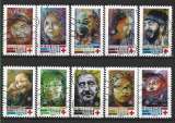 2019 FRANCE Adhesif 1719-28 oblitéré, croix-rouge, visages,  complet