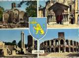 miniature Arles (13), CPM, quadri-vue & blason de la ville