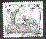 miniature Suède - YT  1686A  obl   -  Chevreuil (1992)