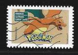 2024 FRANCE Adhesif 2435 oblitéré, pokémon, dracaufeu