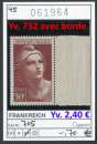 miniature France 1945 - Michel 705 -  Yvert 732 - ** mnh neuf - avec borde
