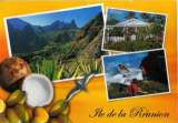 miniature La Réunion (974), CPM, 3 vues pittoresques, fruits locaux et paille-en-queue