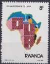 miniature Rwanda 1988 Y&T 1270 neuf ** gomme mate - Anniversaire de l'O.U.A. 