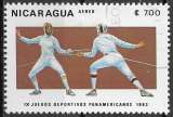 miniature NICARAGUA 1983 - Y&T PA1027 - 9es Jeux panaméricains. Escrime. - oblitéré